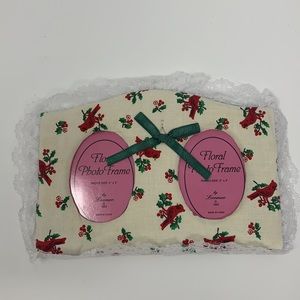 Vintage fabric picture frame Christmas decoration